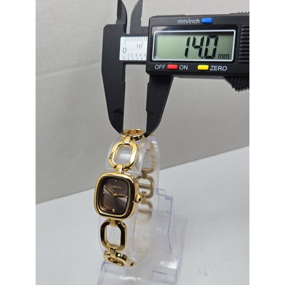 Ettika Square Link Womens 24K Gold Plated Quartz Bracelet Watch New Battery main image 10